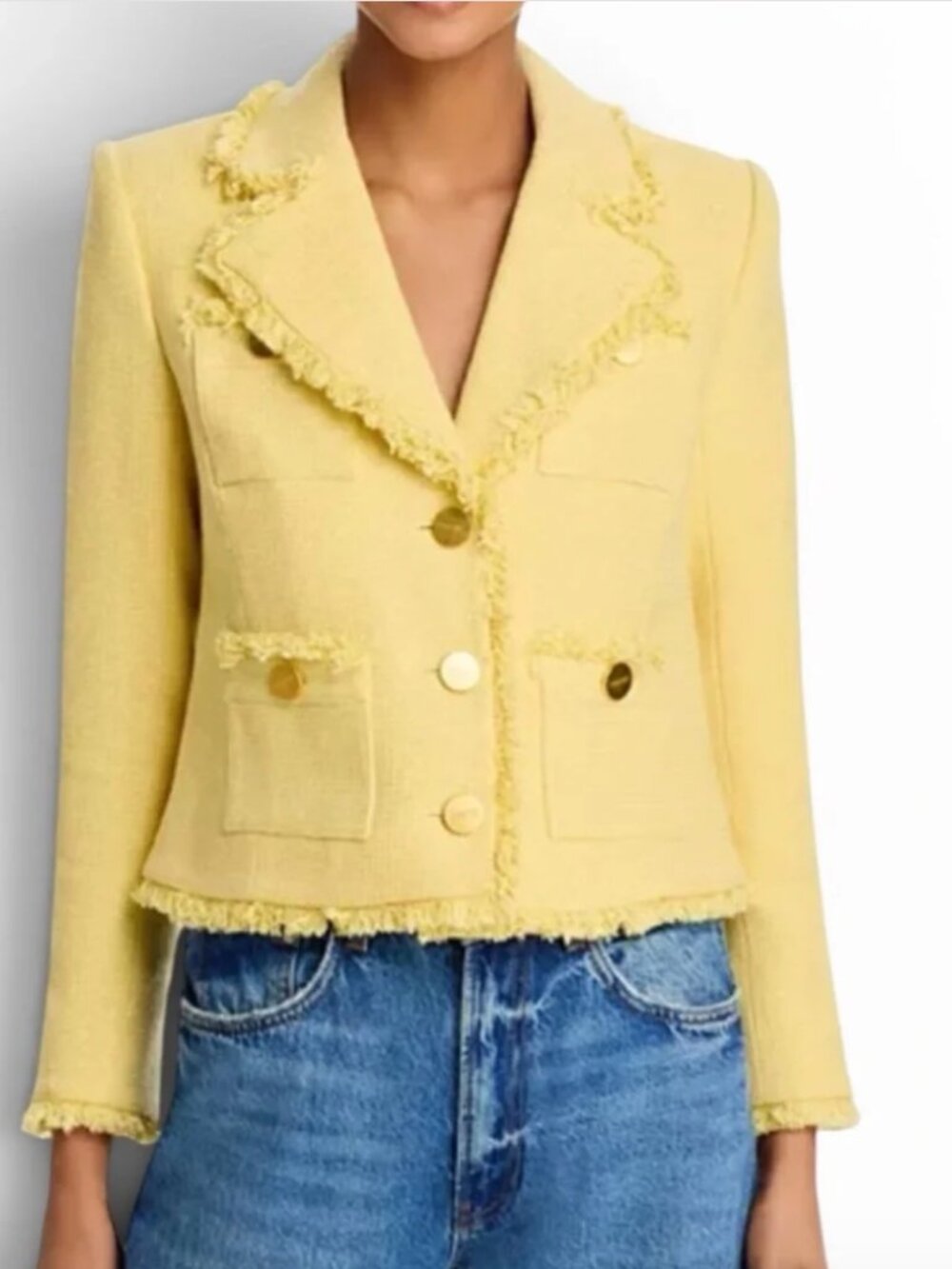 ✨ L'AGENCE Sylvia Tweed Jacket in Pale Yellow / Light Gold ✨
